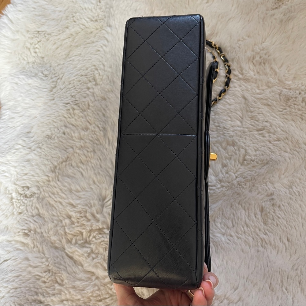 CHANEL Black Quilted Lambskin Double Flap Shoulder Bag with Gold Hardware - Picture 5 of 9